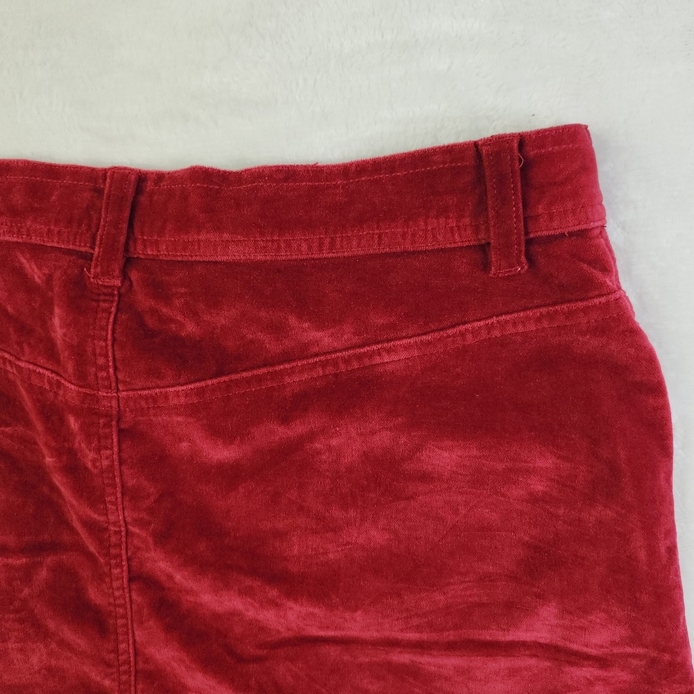Vintage 90s Guess Velour Micro Mini Skirt Womens 27 Red Cargo Utility Whimsigoth - Picture 10 of 13